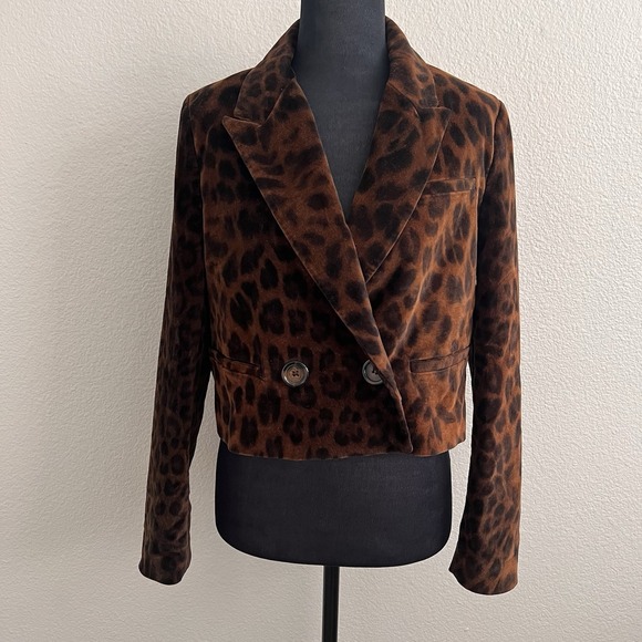 Zara Jackets & Blazers - Zara Small Leopard Print Cropped Blazer Mob Wife Animal Print Jacket Y2K Edgy